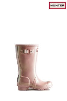 Hunter Kids Metallic Pink Big Original Nebula Wellies (B41292) | $103