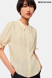 Whistles Oval Spot Tie Sleeve Cream Shirt (B41348) | 136 €