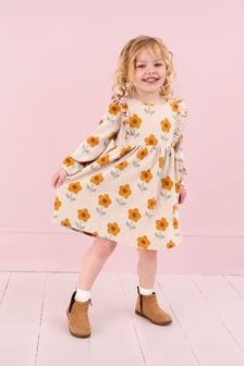 JoJo Maman Bébé Natural Floral Knitted Dress (B41350) | LEI 143