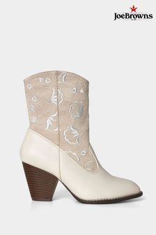 Joe Browns Cream Tonal Lace Embroidered Western Ankle Boots (B41394) | $103