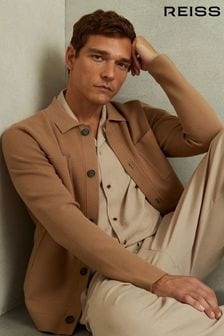 Reiss Camel Forester Knitted Button-Through Cardigan (B41530) | SGD 435