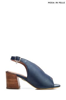 ネイビー ブルー - Moda In Pelle Lonnia Block Stacked Heel Chrissi Upper Sandals (B41534) | ￥13,920