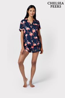 Chelsea Peers Blue Flamingo Print Short Pyjama Set (B41591) | 49 €