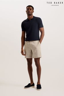 Ted Baker Cream Lambath Check Linen Slim Chino Shorts (B41605) | SGD 165