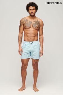 Superdry Blue Printed 15 Inch Recycled Swim Shorts (B41675) | SGD 87