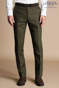 Charles Tyrwhitt Green Charles Tyrwhitt Slim Fit Green Linen Trousers (B41727) | AED555