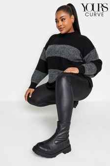 Yours Curve Black Wet Look Leggings (B41755) | $36