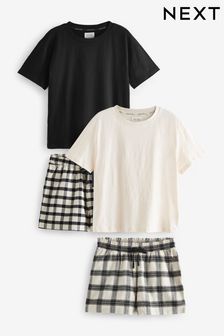 Black/White Cotton Short Set Pyjamas 2 Pack (B41798) | $46