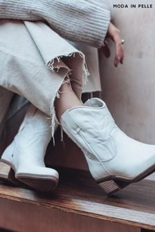 Moda in Pelle Bettsie Ankle Western White Boots (B41872) | €199