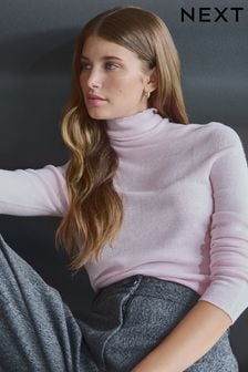 Blush Pink 100% Merino Wool Premium High Roll Neck Knitted Jumper (B42106) | $79