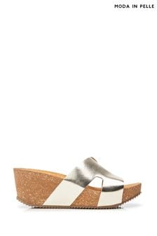 Moda in Pelle Hollie H Band Mules Cork Wedges (B42149) | AED438
