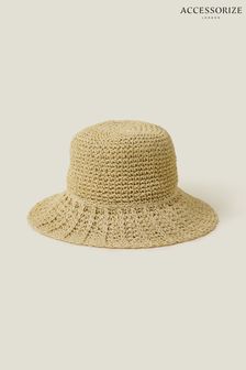 Accessorize Natural Loose Weave Bucket Hat