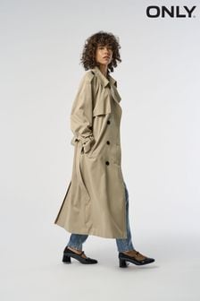 ONLY Brown Tie Waist Trench Coat (B42417) | SGD 116