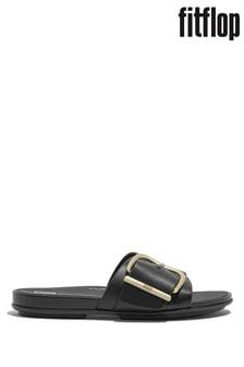 FitFlop Gracie Maxi Bucle Leather Black Slides (B42468) | €124