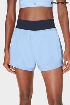 Sweaty Betty Breeze Blue Tempo Run Colour Block Shorts (B42621) | $111