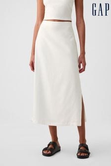 Белый - Льняная юбка макси Gap Blend (B42667) | €53
