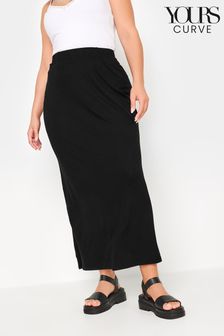 Yours Curve Black Tube Maxi Skirt (B42687) | AED128