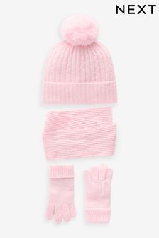 Pink Cable Cable Hat Scarf And Gloves Set (3-16yrs) (B42805) | $37 - $44