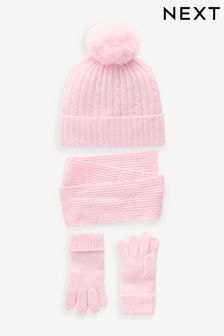 Pink Cable Cable Hat, Gloves and Scarf Set (3-16yrs) (B42805) | $29 - $34