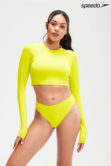 Speedo Womens Yellow Solid Hi Waist Bikini Bottoms (B42852) | LEI 131
