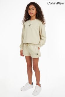 Calvin Klein Green Logo Sweatshirt Shorts Set (B43032) | ￥15,850