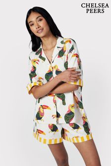 Chelsea Peers Cream Organic Cotton Toucan Print Button Up Short Pyjama Set (B43050) | 238 QAR