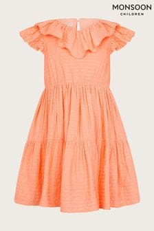 Monsoon Orange Woven Ruffle Dress (B43091) | €33 - €37