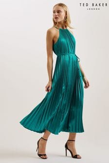 綠色 - Ted Baker Melike Pleated Halterneck Midi Dress (B43136) | NT$10,500