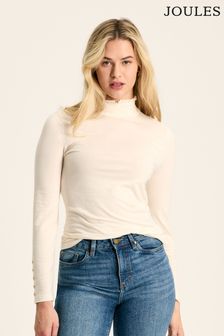 Joules Amy Cream Long Sleeve High Neck Jersey Top (B43192) | €43