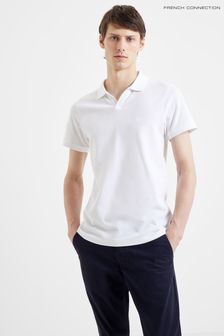 French Connection Trophy Neck Micro Pique White Polo Shirt
