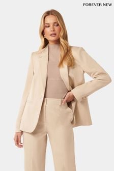 Forever New Cream Lucy Single Breasted Blazer with a Touch of Linen (B43265) | $143