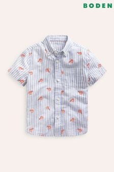 Синий - Хлопковая льняная рубашка Boden (B43416) | €42 - €50