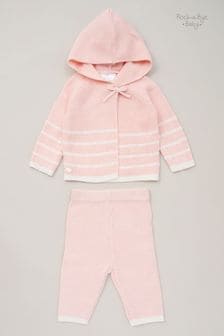 Rock-A-Bye Baby Boutique Pink Knit Cardigan & Trousers Outfit Set (B43697) | $45