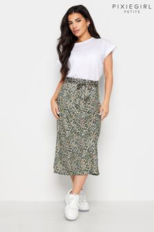 グリーン - Pixiegirl Petite Blue Ditsy Floral Print Midi Skirt (B43703) | ￥4,760