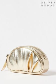 Oliver Bonas Gold Pleated Croissant Zipped Pouch