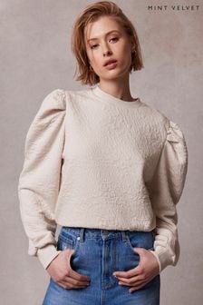 Mint Velvet Cream Neutral Cropped Sweatshirt (B43820) | SGD 153