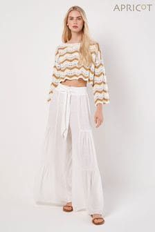 Apricot Cream Tiered Wide-Leg Woven Trousers (B44021) | €44