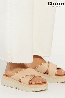 Dune London Pink Litch Whipstitch Cross Strap Sandals (B44199) | SGD 184