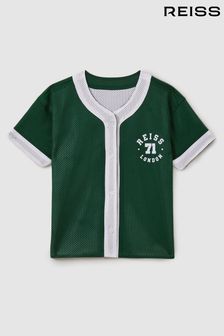 Reiss Dark Green/Optic White Cooper Teen Airtex Reversible Baseball Shirt (B44229) | $91