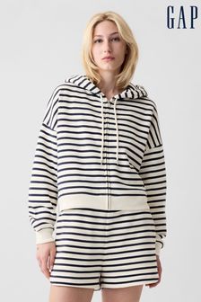 Gap White & Black Stripe Vintage Soft Cropped Hoodie (B44435) | €64