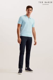 Ted Baker Blue Palton Regular Short Sleeve Textured Polo Shirt (B44530) | LEI 507