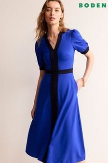 Boden Blue Petra Puff Sleeve Ponte Dress (B44852) | kr1,428