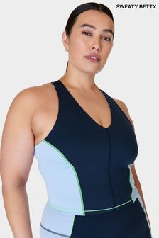 أزرق بلون النسيم - رداء علوي بحمالات متصلة من الخلف حمالة صدر Power من Sweaty Betty (B44910) | 272 ر.ق