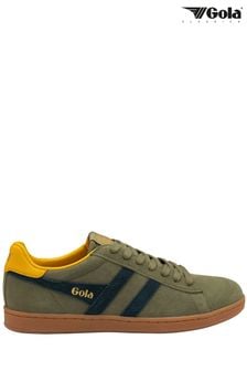 Gola Khaki/Navy/Sun Men's Equipe II Leather Lace-Up Trainers (B44918) | kr974