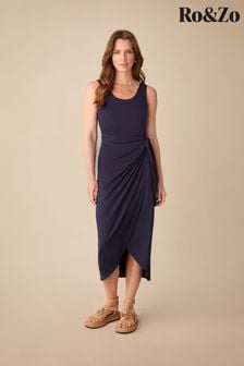 Ro&Zo Petite Blue Jersey Tie Waist Dress (B44968) | 341 QAR