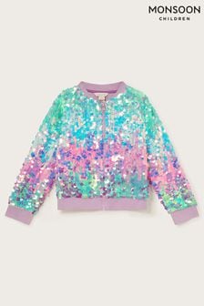 Monsoon Purple Sequin Ombre Bomber Jacket (B44969) | AED298 - AED334