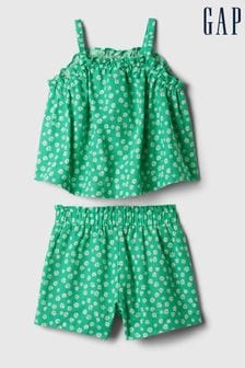 Gap Green Linen-Cotton Print Vest Top and Shorts Set (12mths-5yrs) (B45139) | €39