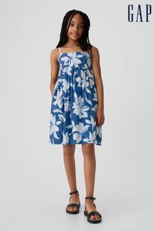 Gap Blue Cotton Floral Square Neck Smock Dress (4-13yrs) (B45146) | €43