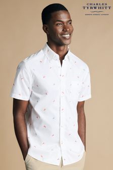 Charles Tyrwhitt Large Classic Fit Non Iron Short Sleeve Floral Print Shirt