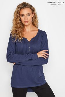 Long Tall Sally Blue Henley Top (B45426) | AED122